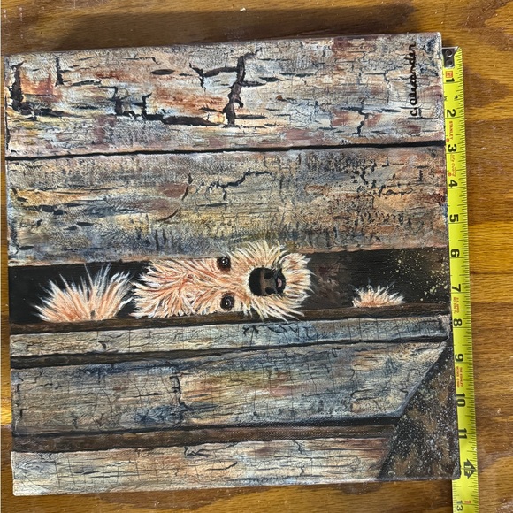 Carolyn Alexander Original Painting 12” X 12” Painted Sides Frameless Cute Dog - Picture 9 of 11